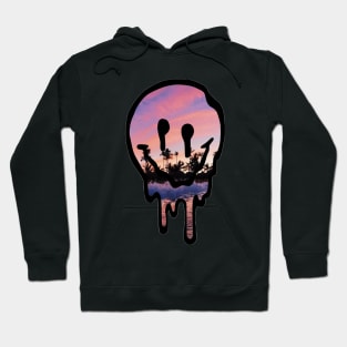 Sunset Drippy Smiley Face Hoodie